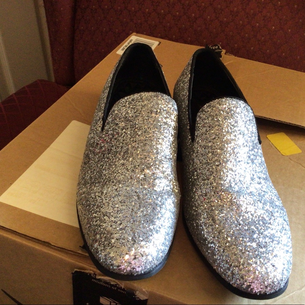 Men size 9.5 glitter slip on shoes. Woren twice.
